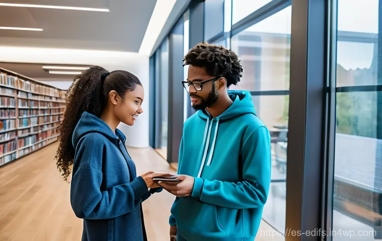 멀티모달 학습의 법적 및 윤리적 고려사항 - **"A vibrant, futuristic university library scene where a diverse group of young adults, dressed in ...