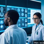 멀티모달 학습의 효과적인 방법 - A futuristic medical laboratory scene showcasing multimodal AI technology in action: a diverse group...