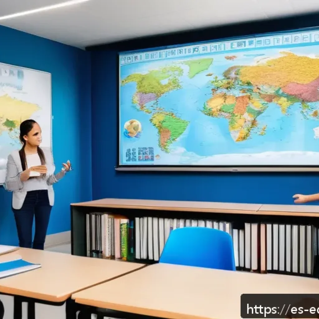 멀티모달 학습의 동기 부여 요인 - A modern classroom scene in Spain where diverse students are engaged in multimodal learning: some ar...